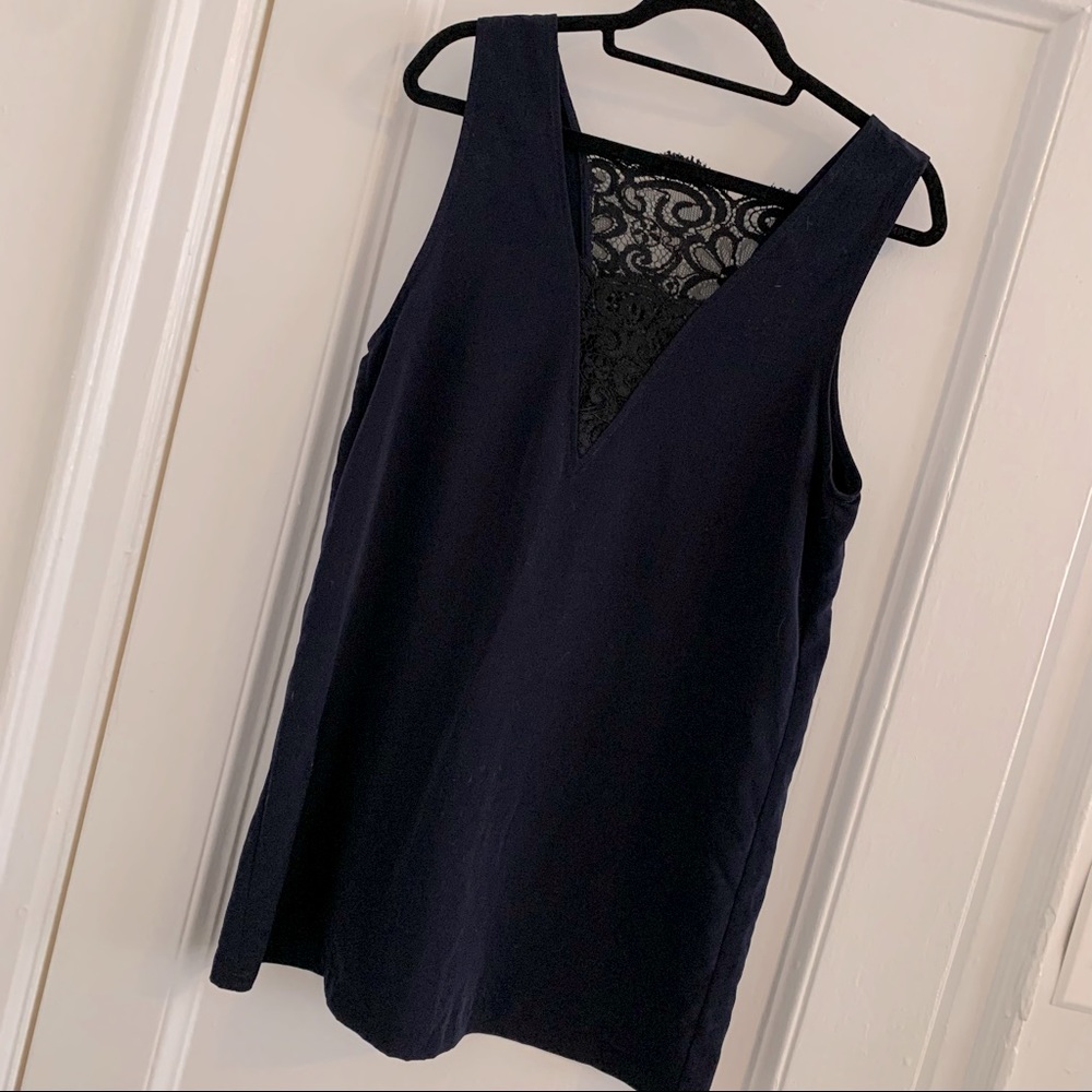 BB DAKOTA SATIN NAVY AND BLACK LACE MINI DRESS. BRAND NEW WITH TAGS